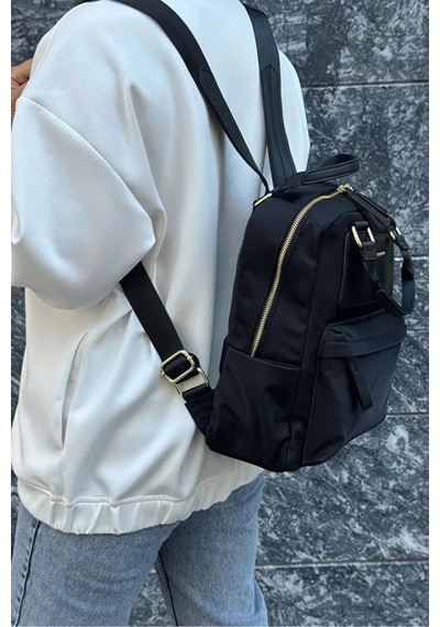 Just Polo Kadın Ayarlanabilir Askılı Su Geçirmez İthal Saten Kumaş Lüks Sırt Çantası Shopper Siyah