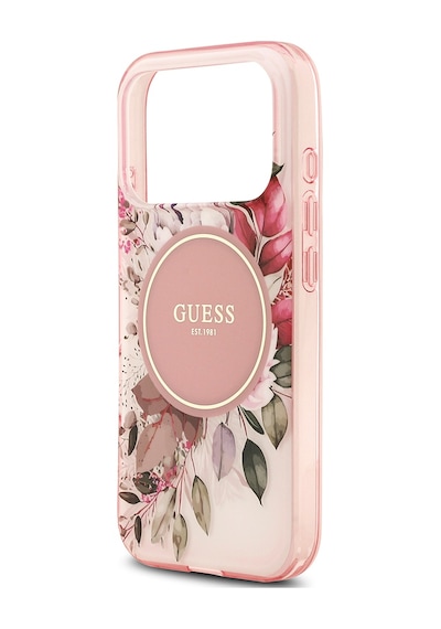 Apple Uyumlu iPhone 17 Pro Kılıf Guess Lisanslı M-safe Özellikli Flower Tonal Circle Kapak Pembe Pembe