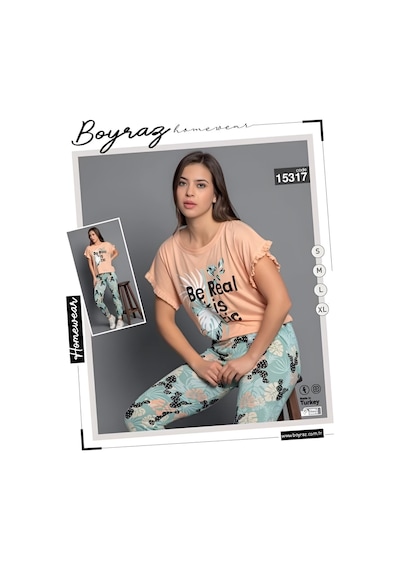 Boyraz 15317 Pamuk Kısa Kol Kadın Pijama Takımı Çok Renkli