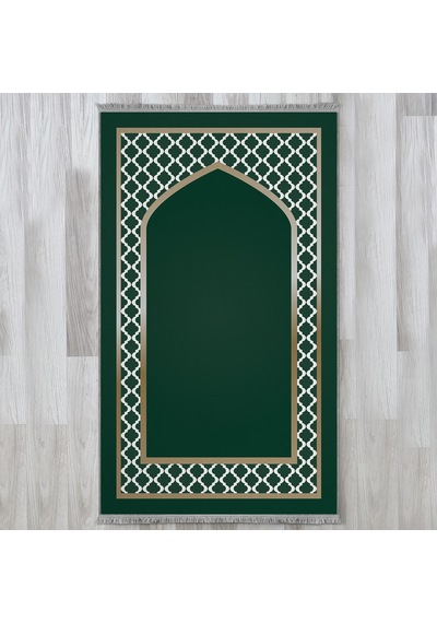 Evaşk EVASK803G80 Namazlık Dokuma Halı Kaymaz Muslumana Seccade Yeşil