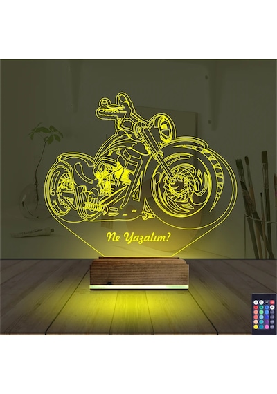 Luvivia Motosiklet Harley Motor Kişiye Özel 3d Lamba - Masa Gece Lambası V3 Şeffaf
