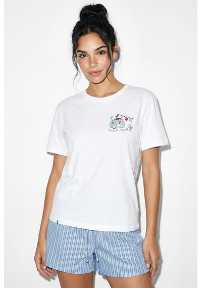 Shade Kadın Pamuk El İşi Minimal Nakış Detaylı  Tasarım T-shirt 1003 60282051 - Beyaz L
