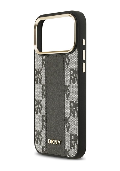 Apple Uyumlu iPhone 17 Pro Max  Kılıf Dkny Lisanslı M-safeli 3d Yazılı Checkere Pattern Kapak Siyah Siyah