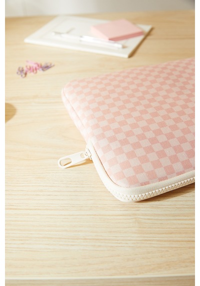Ocean Home Textile Su İtici Leke Tutmaz Pembe Dama Desen Tablet Taşıma Çantası / Kılıfı 27 X 21 X 2 Cm Tablet Kılıfı