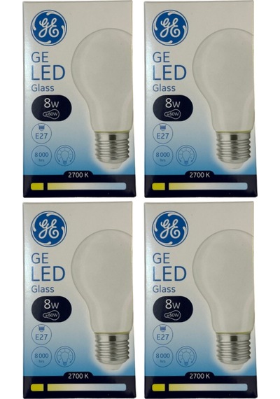 General Electric 8w 2700k Sarı Işık E27 Duylu Led Cam Ampul 4 Adet
