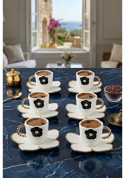 Acar Charlotte 6 Kişilik Kahve Fincanı Takımı 90 Ml 09363 Siyah