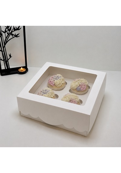 Geniş Aralıklı 4 Lü Cupcake Kutusu