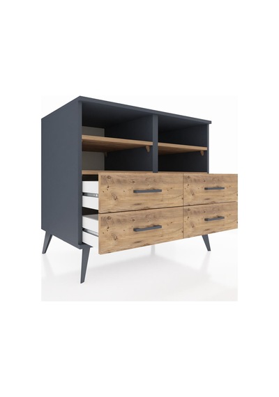Kronos Şifonyer 4 Raflı 4 Çekmeceli 88x59x80 Antrasit-çam Çam Kronos Şifonyer 4 Raflı 4 Çekmeceli 88x59x80 Antrasit-çam Çam
