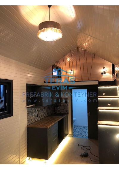 250 X 700 Teras Evim Tiny House Ahşap-kenet Sac Çelik Galvaniz Şase Loft Katlı Lüks Yaşam Alanı