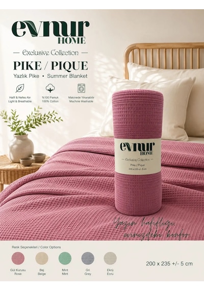 Evnur Home Lüks Pike Çift Kişilik 200x235 Gül Kurusu