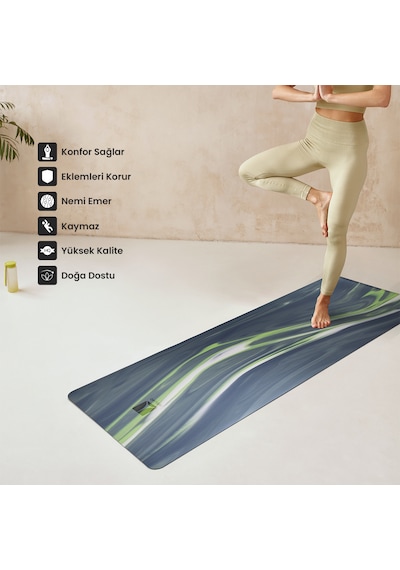 Rebuwo Kaydırmaz Doğal Kauçuk Yoga Matı Pilates Mat Koyu Gri Desenli
