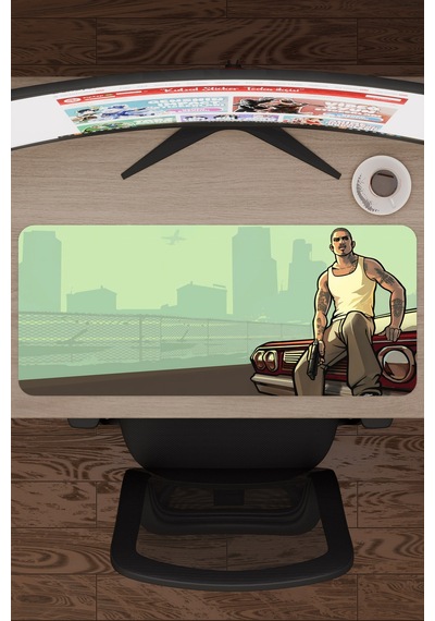 Gta San Andreas Kaymaz Dikişli Kauçuk Oyuncu Mousepad V5 - 70x30 Xl Gaming Mouse Pad Fare Altlığı