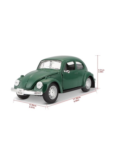 Maisto Lisanslı Volkswagen Beetle Model Araba 1:24 Die Cast Metal Kapıları Açılan Model Araba Yeşil