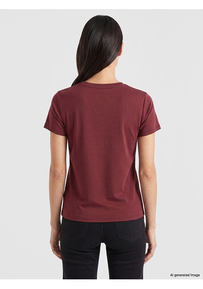 Lcw Everyday Bordo Soft Touch Kadın Tişört