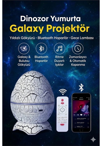 Durukar Bluetooth Hoparlörlü Rgb Gece Lambası Dinazor Yumurtası Işıklı, Uzaktan Kumandalı Dekor Lamba