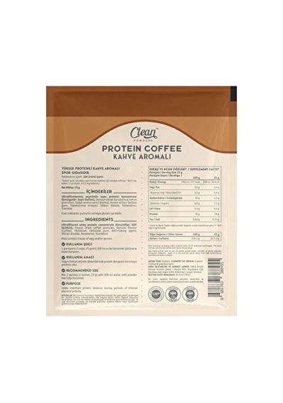 Clean Powders Protein Coffee 25 Gr 10 Saşe - Kahve