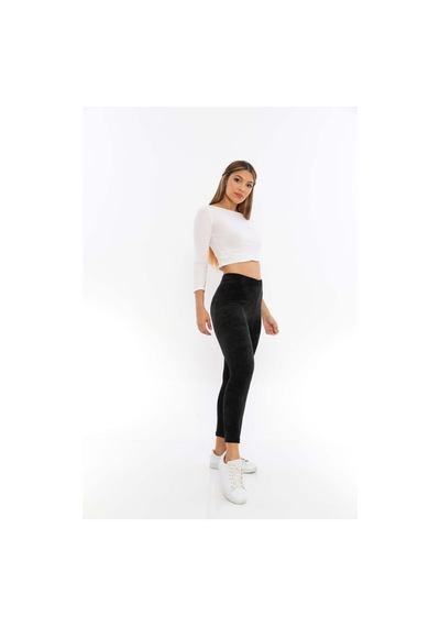 Pucka Fashion Kadife Düz Taytsiyahm Siyah