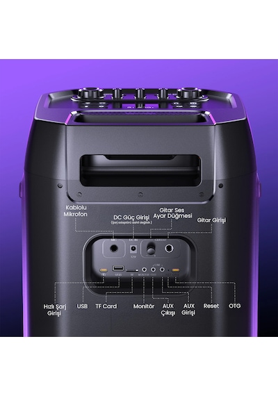 W-kıng T12 Bluetooth Hoparlör, 270w Rms Partybox Ultra Bass, 24 Saate Varan Çalma Süresi, 6 Rgb Işık Modu, Ipx5, Kablosuz Stereo Tws, Otg/usb/tf/aux/bluetooth 5.4, Ses Bombası, Siyah