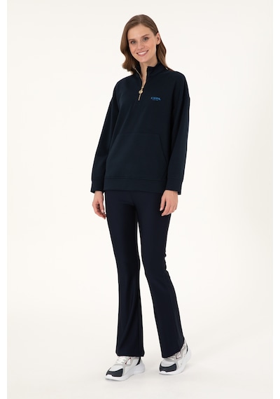 U.S. Polo Assn. Kadın Lacivert Dik Yaka Fermuarlı Sweatshirt 50297316-VR033