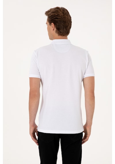 U.S. Polo Assn. Erkek Slim Fit Polo Yaka Beyaz Basic Tişört 50310669-VR013