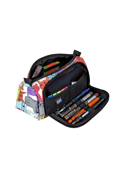 Jacbag Prime Xl-lastik Ayraçlı İki Bölmeli Kalem Kutusu Prime Xl-sarı Kedi renkli