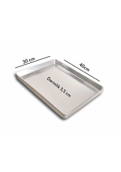 5 Adet - Tek Kullanımlık Alüminyum Tepsi - 30x40x3,5 Cm 185 Gr Gri