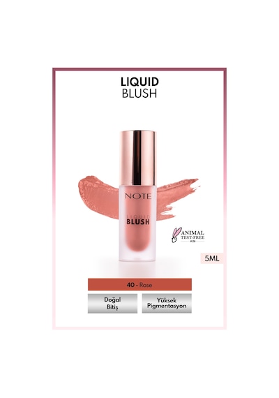 Note Cosmetique Liquid Blush Nemlendirici Etkili Likit Allık - 40 Rose