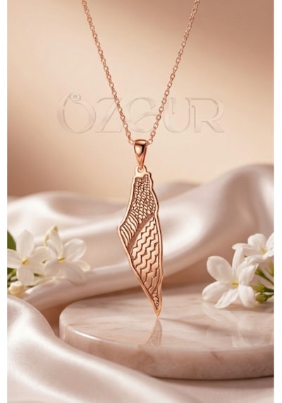 925 Ayar Gümüş Filistin Harita Kolye Rose Gold