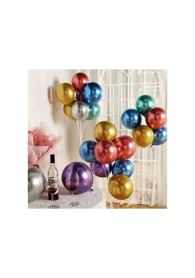 Beyaz Kırmızı Konfetili Ayaklı Balon Standı Çok Renki