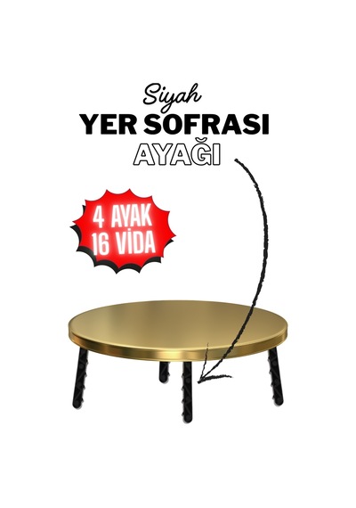 4 Adet Yer Sofrası Ayağı 22 Cm Siyah Plastik Katlanır Sofra Ayağı Yer Sofrası Sini Altı Ayak 22 Cm Siyah Siyah