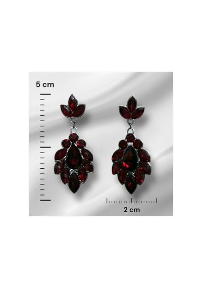 Miradia Kristal Taşlı Küpe - Düğün Kına Günlük Kullanım Bordo - 726451241 Bordo
