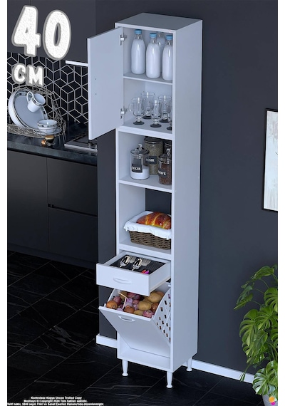 Belin 40 Cm Sepetli Çok Amaçlı Mutfak Kiler Dolabı Kapaklı Orta 2 Raflı Kahve Köşesi 40x226x32 Cm Beyaz Belin 40 Cm Sepetli Çok Amaçlı Mutfak Kiler Dolabı Kapaklı Orta 2 Raflı Kahve Köşesi 40x226x32 Cm Beyaz