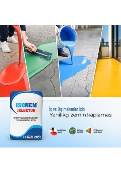 İsonem Jel Beton Çimento Esaslı Kendiliğinden Yayılan Yeşil Jelbeton 20 Kg Kraft