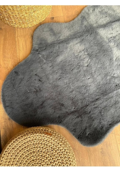 Saraz Halı Tavşan Tüyü Post Peluş Ultra Yumuşak Post Puffy Antrasit