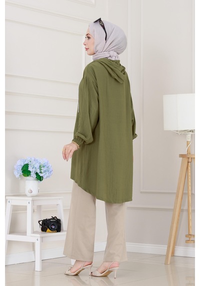 Sevitli Kapüşonlu Fermuarlı Zeze Kap-yeşil-5162 Yeşil