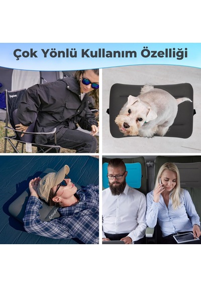 Kingcamp Hypnos Yıkanabilir Kılıflı Hafızalı Kompakt Şişme Kamp Yastığı Antrasit
