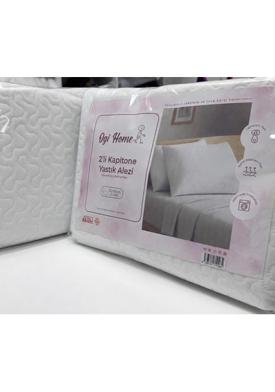 Nonwoven 2 Adet Kapitone Yastık Alezi 50x70 Cm Kapitoneli Fermuarlı Yastık Alezi Yastık Koruyucu Kılıf Beyaz