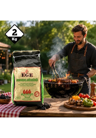 King Ege Mangal Kömürü 2 Kg - Çıra Hediyeli- 12'li Paket