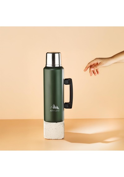 Ar Yıldız Nature Camp Taşınabilir Termos Yeşil 1 Litre Acı Kahverengi
