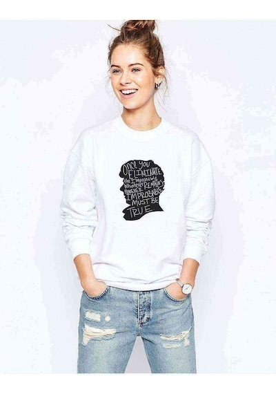 Sherlock Impossible Baskılı Beyaz Kadın Sweatshirt