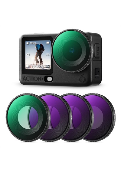 K&f Concept Djı Osmo Action 6 Uyumlu 4 Lü Filtre Seti / Cpl Nd8 Nd16 Nd32 Vidalı