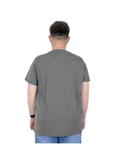 Mode Xl Büyük Beden T-shirt Bis Yaka Chase 22193 Antramelanj Antrasit Melanj