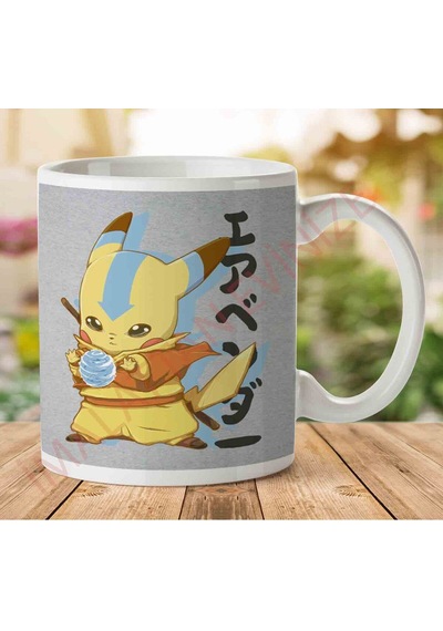 1-703 Bendermon Pikachu Last Airbender Pokemon İki Tarafı Baskılı Kupa Bardak.jpg Çok Renkli