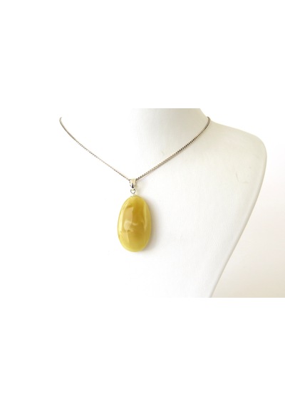 Ambergold Kehribar Gümüş Kolye Ucu Damla Kehribardan Kly0553