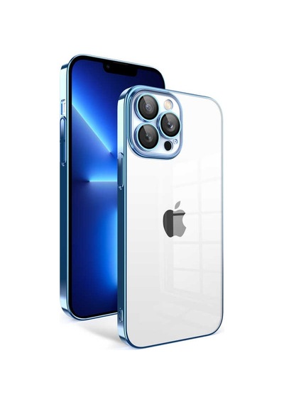Zeyline Apple Uyumlu iPhone 12 Pro Kamera Korumalı Renkli Çerçeveli Zore Garaj Kapak-mavi Açık