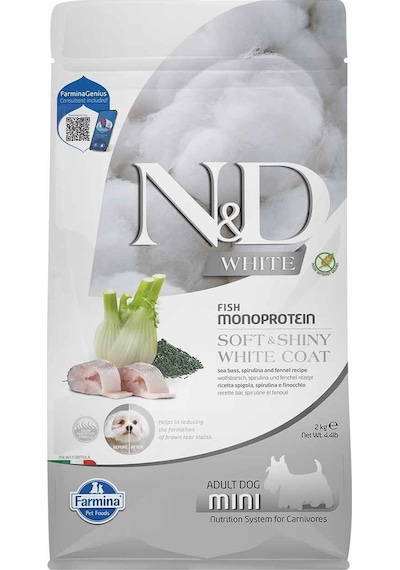 N&D White Mono Protein Balıklı Beyaz Renkli Küçük Irk Yetişkin Köpek Maması 2 KG
