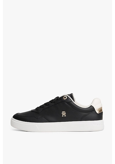 Tommy Hilfiger Kadın Th Monogram Plaque Court Sneakers - Siyah Triple Black