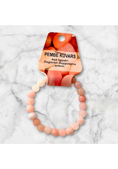 Pembe Kuvars Hakiki Doğaltaş Kartlı Ve Kutulu Bileklik Aşk Ve Özgüven Taşı Pembe