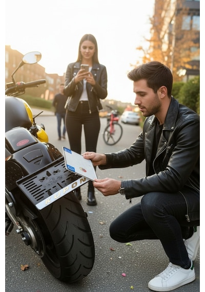 Motorsiklet Kupon Plakalık Sarı Kabartmalı Krom Yazı 1 Adet Motor Plakası