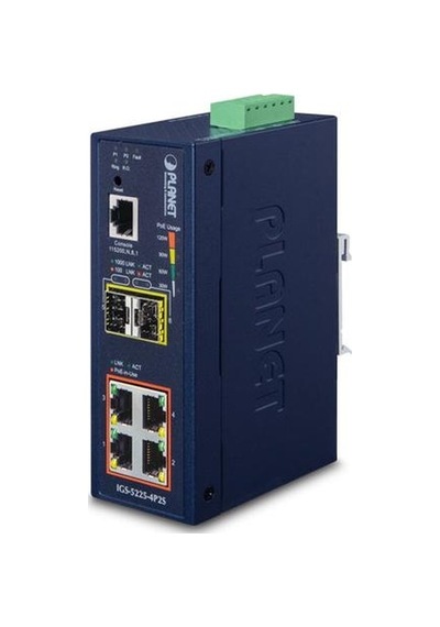 Planet Pl-ıgs-5225-4p2s 4 Port Gigabit Poe 2 Port 1000x Sfp 144w Poe L2+ Endüstriyel Switch